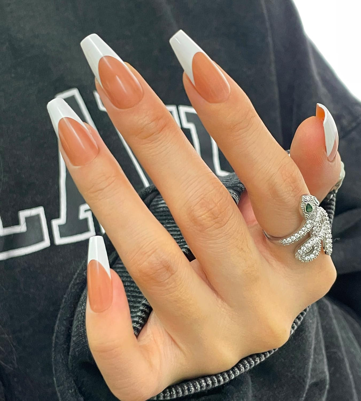 Kit de Uñas Postizas Press-On Efecto Francesa, 30 Piezas