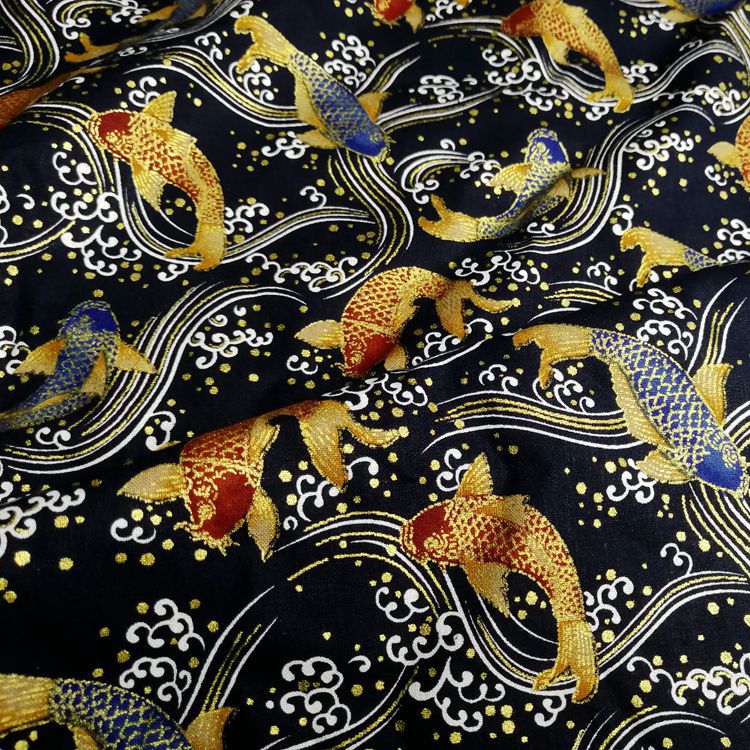 Tela de Algodón Estilo Japonés, Serie Estampado Koi