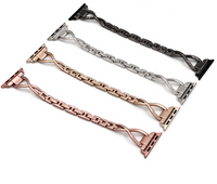 Correa Tipo X de Acero Inoxidable con Diamantes, Compatible con Apple Watch