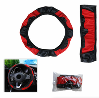Funda de Cuero para Volante, Roja y Negra, Antideslizante