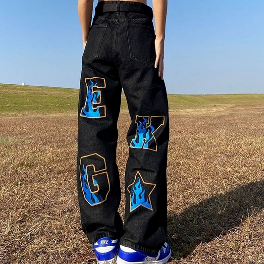 Jeans Anchos Estilo Retro Hip-Hop para Hombre