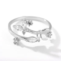 Anillo Ajustable con Circón, Diseño Flor