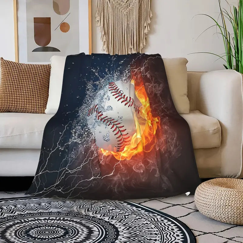 Manta de Peluche Súper Suave con Estampado 3D Béisbol