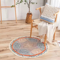 Alfombra Redonda de Algodón con Flecos, Diseño Étnico Retro