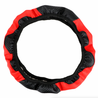 Funda de Cuero para Volante, Roja y Negra, Antideslizante