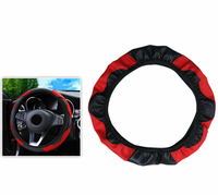 Funda de Cuero para Volante, Roja y Negra, Antideslizante
