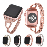 Correa Tipo X de Acero Inoxidable con Diamantes, Compatible con Apple Watch