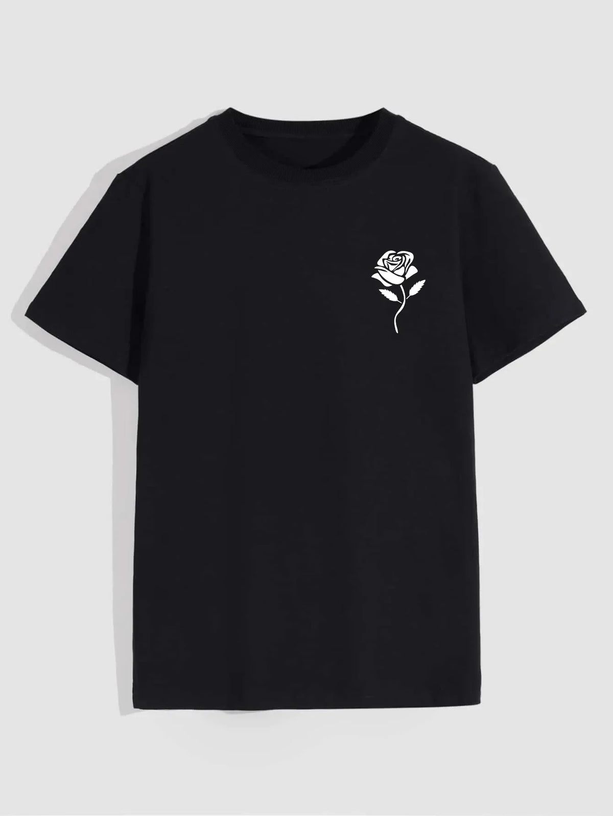 Polera Casual Cuello Redondo Estampado de Rosas