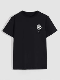 Polera Casual Cuello Redondo Estampado de Rosas