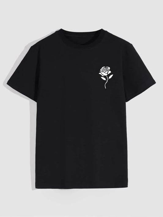 Polera Casual Cuello Redondo Estampado de Rosas