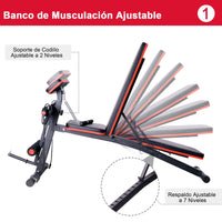 Banco de Pesas Inclinable HOMCOM - Respaldo Ajustable 6 Posiciones
