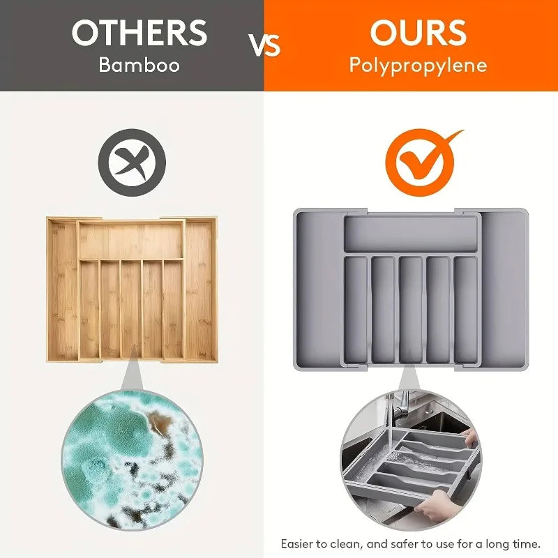Organizador de Cubiertos Ajustable para Cajón de Cocina