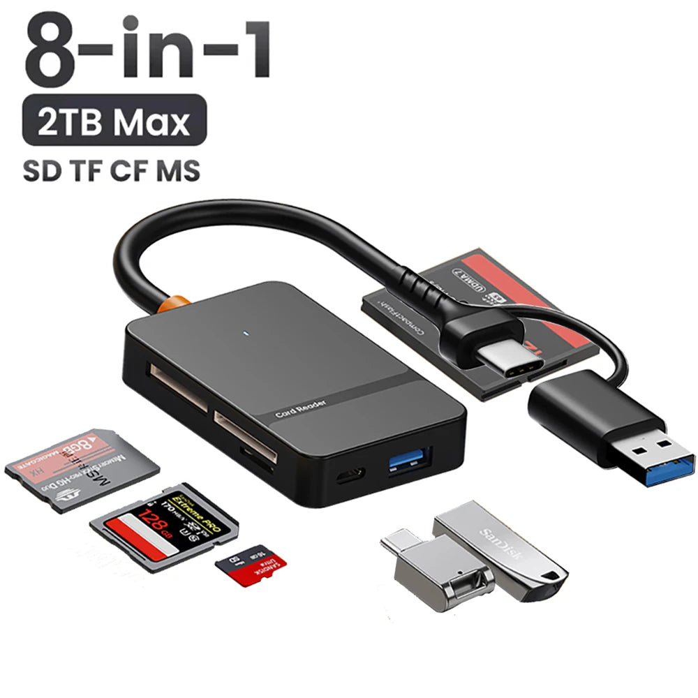 Lector de Tarjetas USB-C 8 en 1 Multifunción