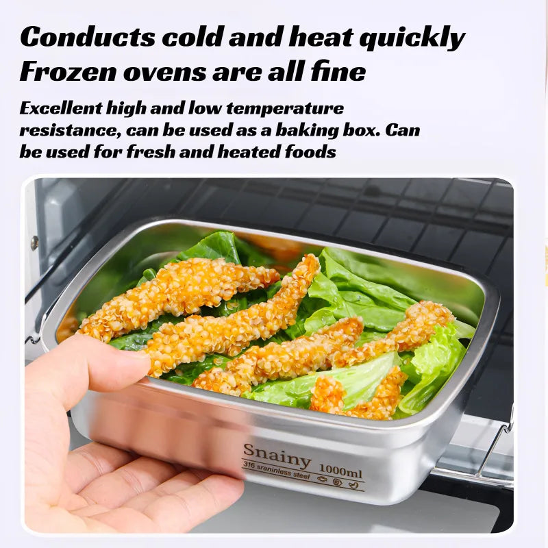 Lunch Box de Acero Inoxidable, Apta para Freezer y Horno