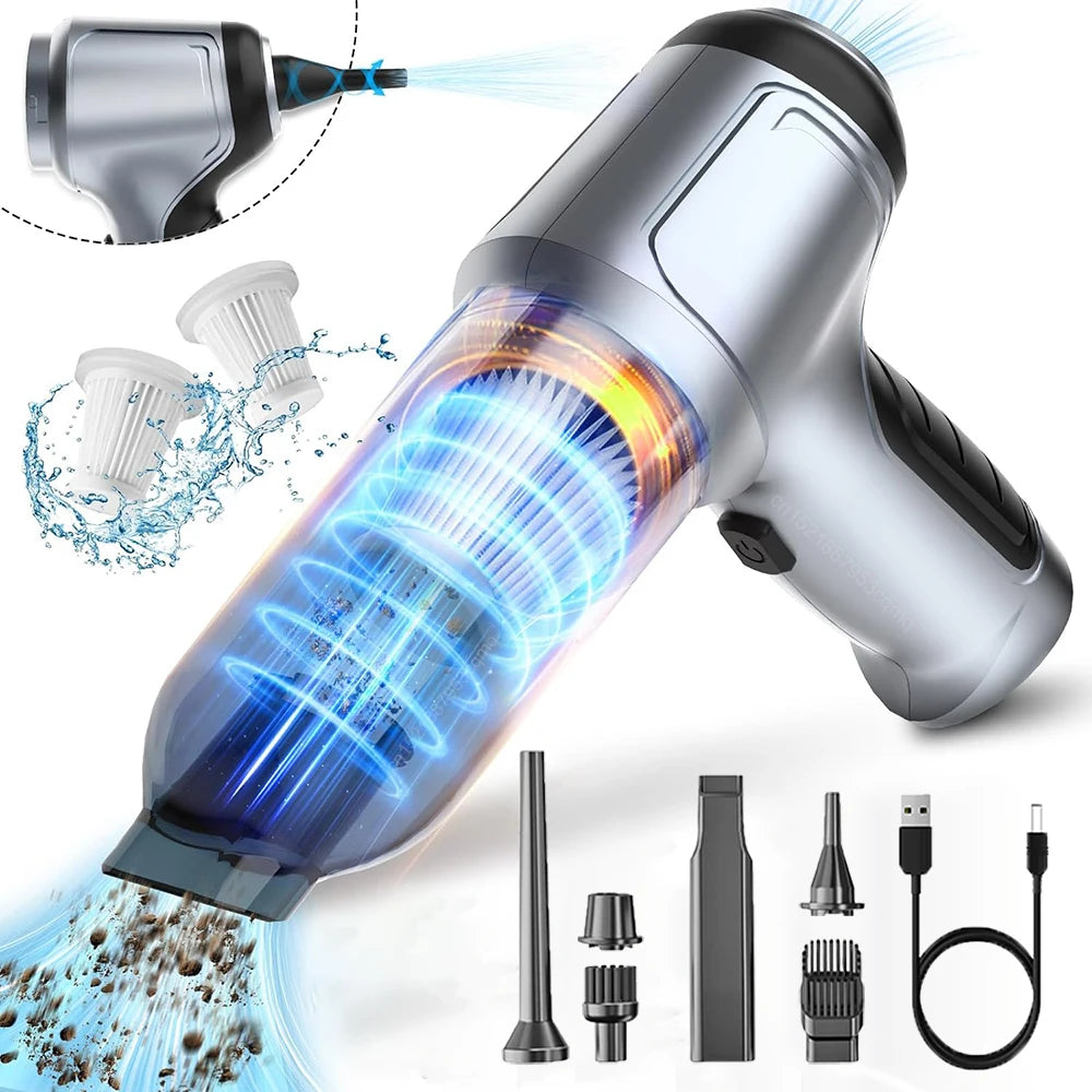 Aspiradora Portátil para Coche 95000PA - Motor sin Escobillas, Recargable