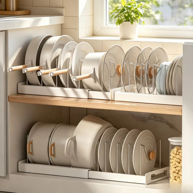 Organizador Expandible de Ollas para Gabinete de Cocina