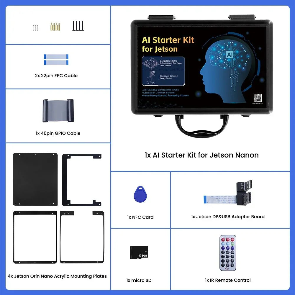 Kit de Iniciación IA con Módulo de Voz, Cámara y Sensores (sin placa Jetson Orin Nano)