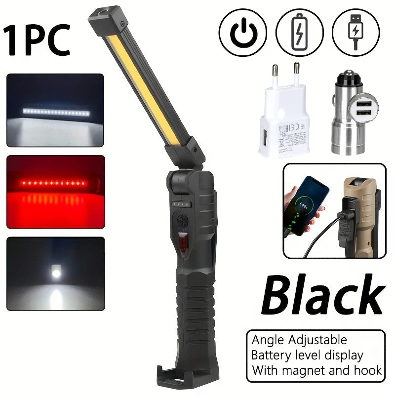 Linterna de Trabajo LED Recargable 800 Lúmenes - Base Magnética y Plegable