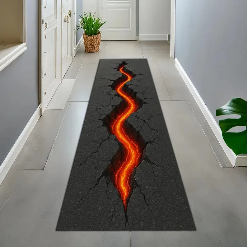 Alfombra Pasillo Efecto 3D Grieta - Diseño Magma