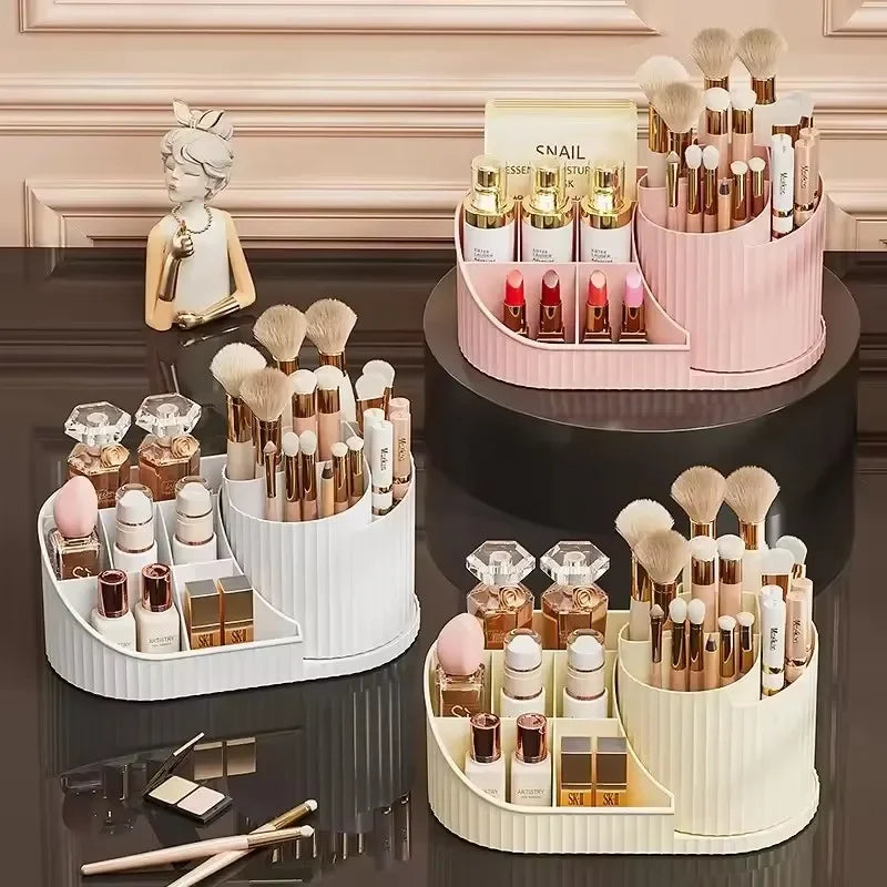Organizador de Maquillaje Giratorio 360° Grande, con Porta Brochas