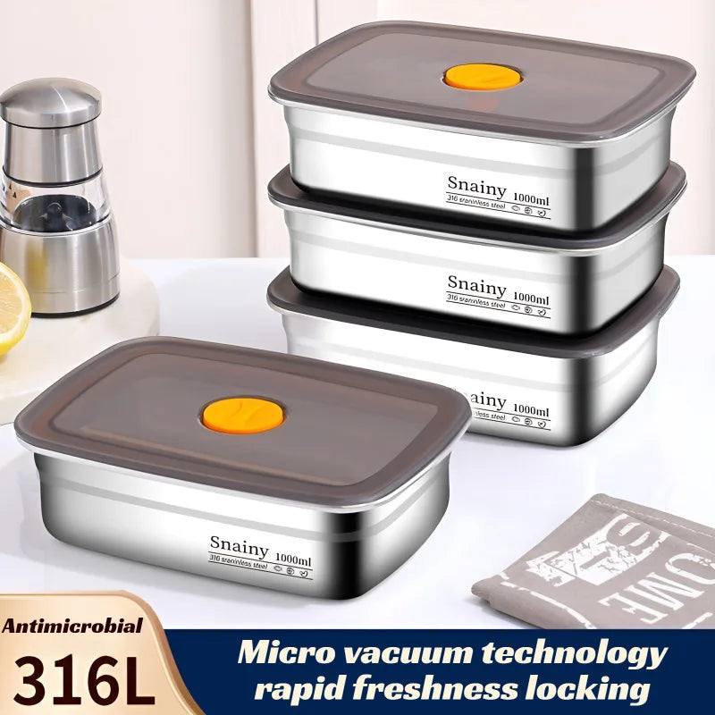 Lunch Box de Acero Inoxidable, Apta para Freezer y Horno