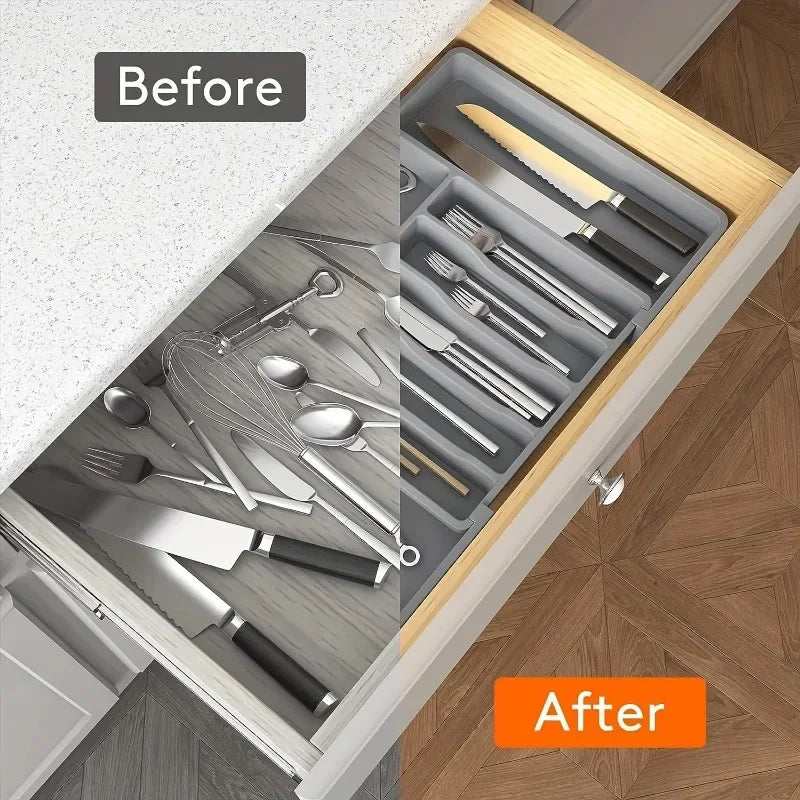 Organizador de Cubiertos Ajustable para Cajón de Cocina