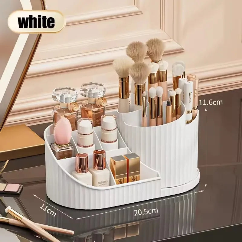 Organizador de Maquillaje Giratorio 360° Grande, con Porta Brochas