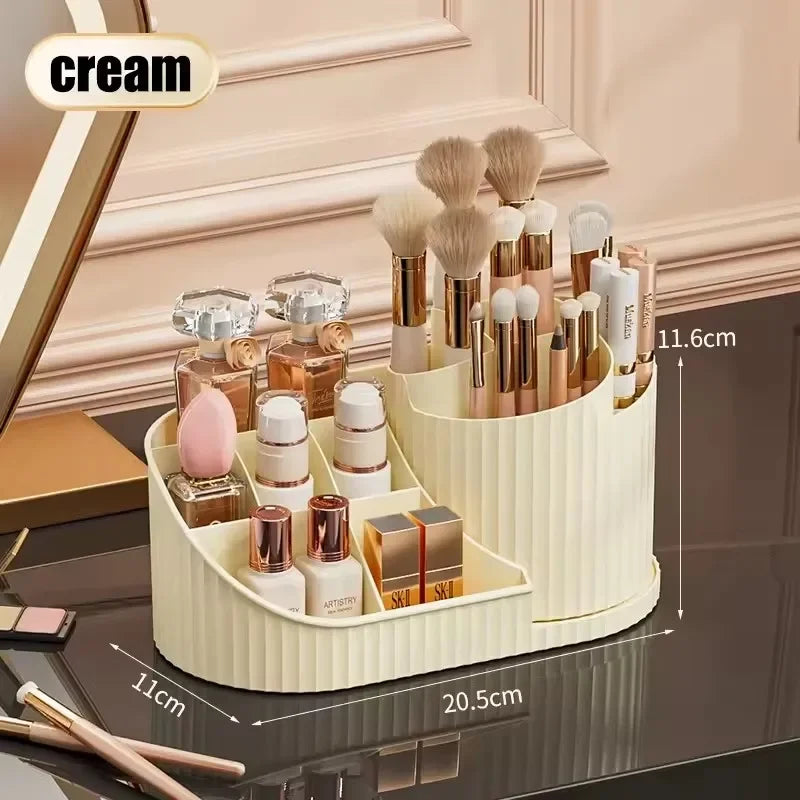 Organizador de Maquillaje Giratorio 360° Grande, con Porta Brochas