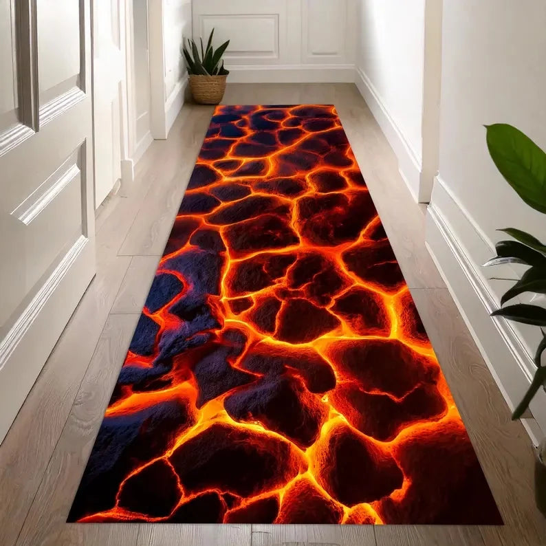 Alfombra Pasillo Efecto 3D Grieta - Diseño Magma