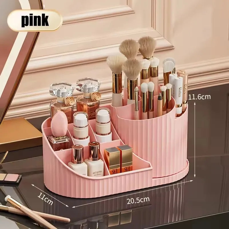 Organizador de Maquillaje Giratorio 360° Grande, con Porta Brochas
