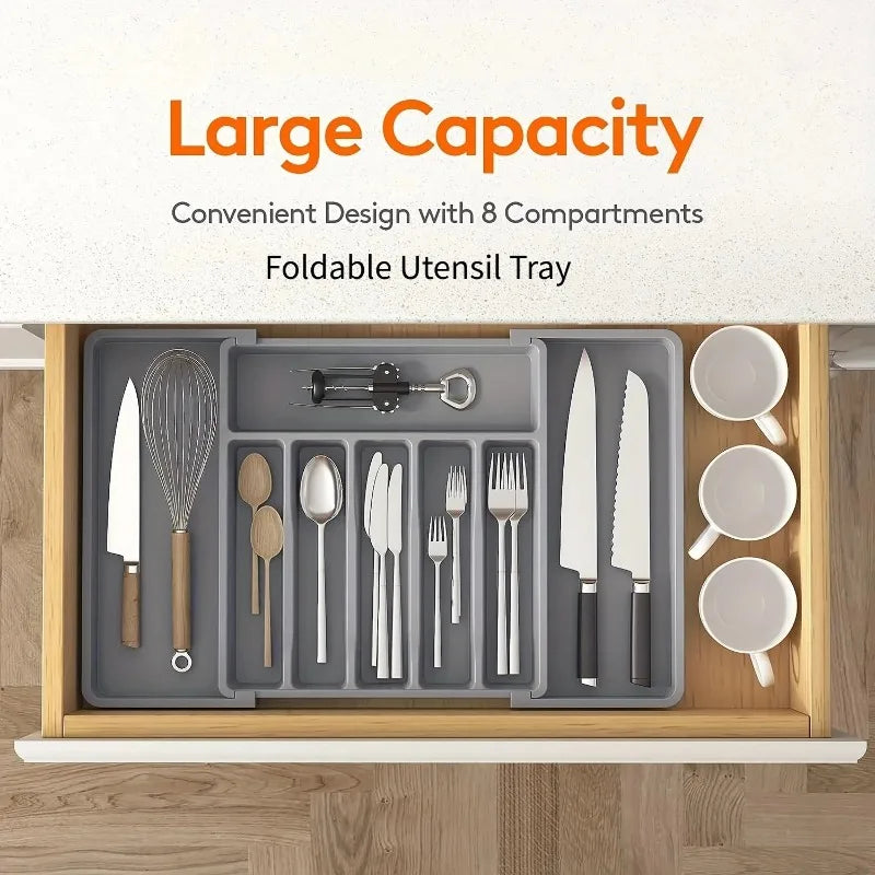 Organizador de Cubiertos Ajustable para Cajón de Cocina