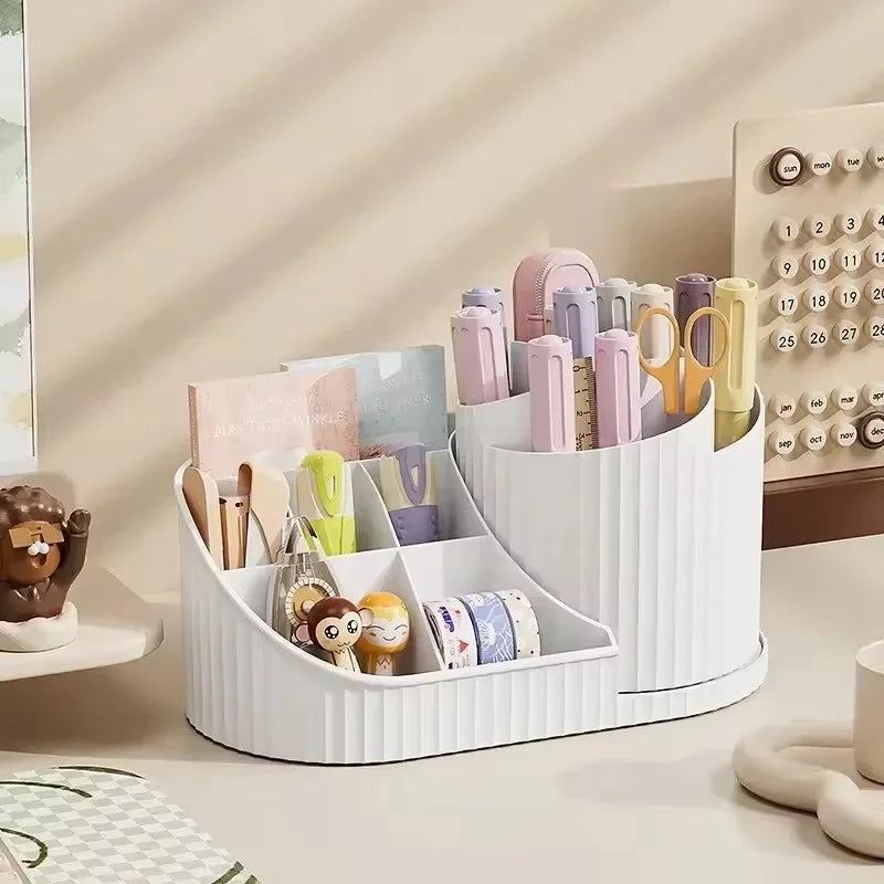 Organizador de Maquillaje Giratorio 360° Grande, con Porta Brochas