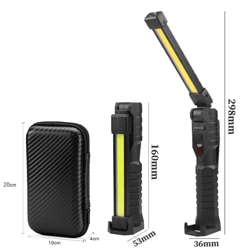 Linterna de Trabajo LED Recargable 800 Lúmenes - Base Magnética y Plegable