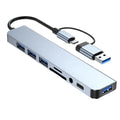 Hub USB y USB-C 8 en 2 con Lector de Tarjetas y Audio