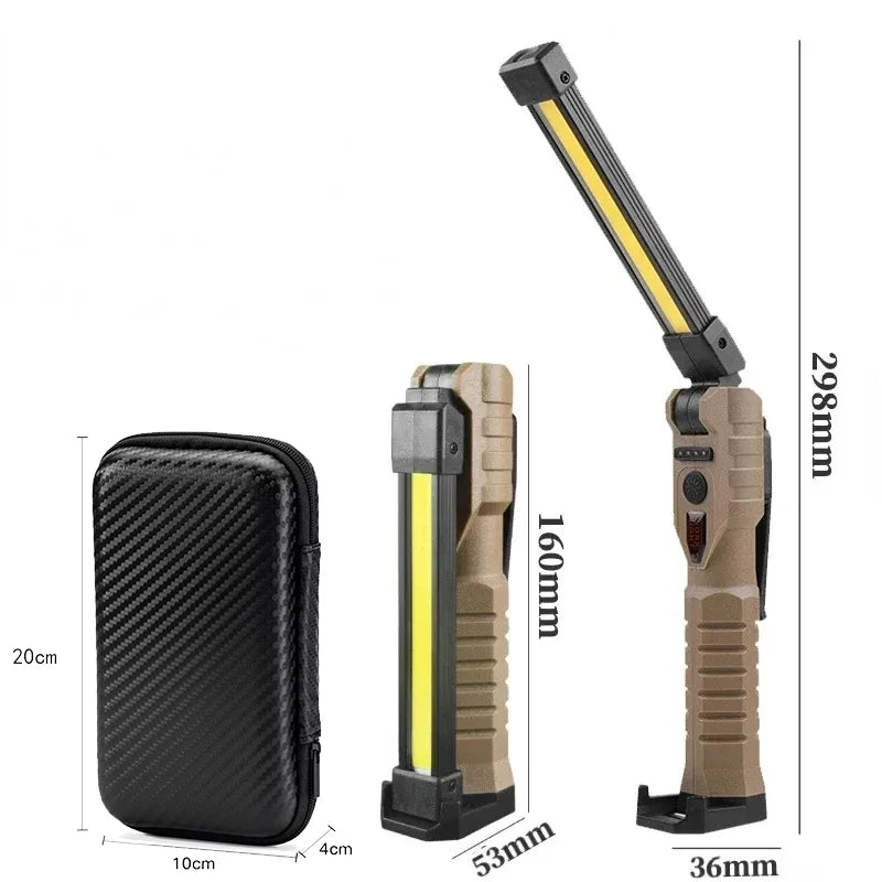 Linterna de Trabajo LED Recargable 800 Lúmenes - Base Magnética y Plegable