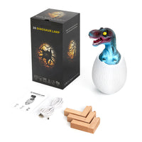 Luz Nocturna 3D con Diseño de Dinosaurio, Control Táctil USB