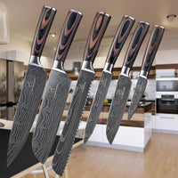 Set de Cuchillos de Cocina Estilo Damasco