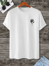 Polera Casual Cuello Redondo Estampado de Rosas