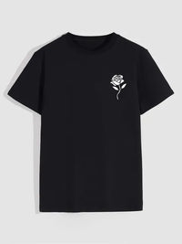 Polera Casual Cuello Redondo Estampado de Rosas