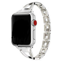 Correa Tipo X de Acero Inoxidable con Diamantes, Compatible con Apple Watch