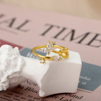 Anillo Ajustable con Circón, Diseño Flor