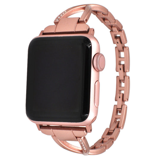 Correa Tipo X de Acero Inoxidable con Diamantes, Compatible con Apple Watch