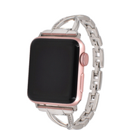 Correa Tipo X de Acero Inoxidable con Diamantes, Compatible con Apple Watch